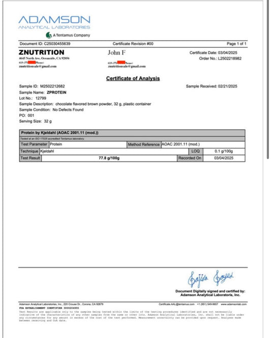 ZProtein 5lbs Third-Party Lab Test