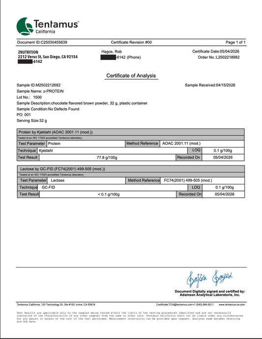 ZProtein 5lbs Third-Party Lab Test